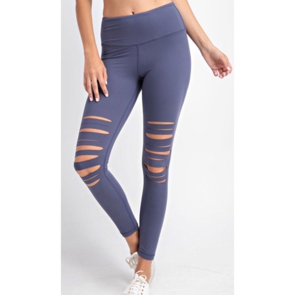 NWT High Waisted Laser Cutout Solid Leggings